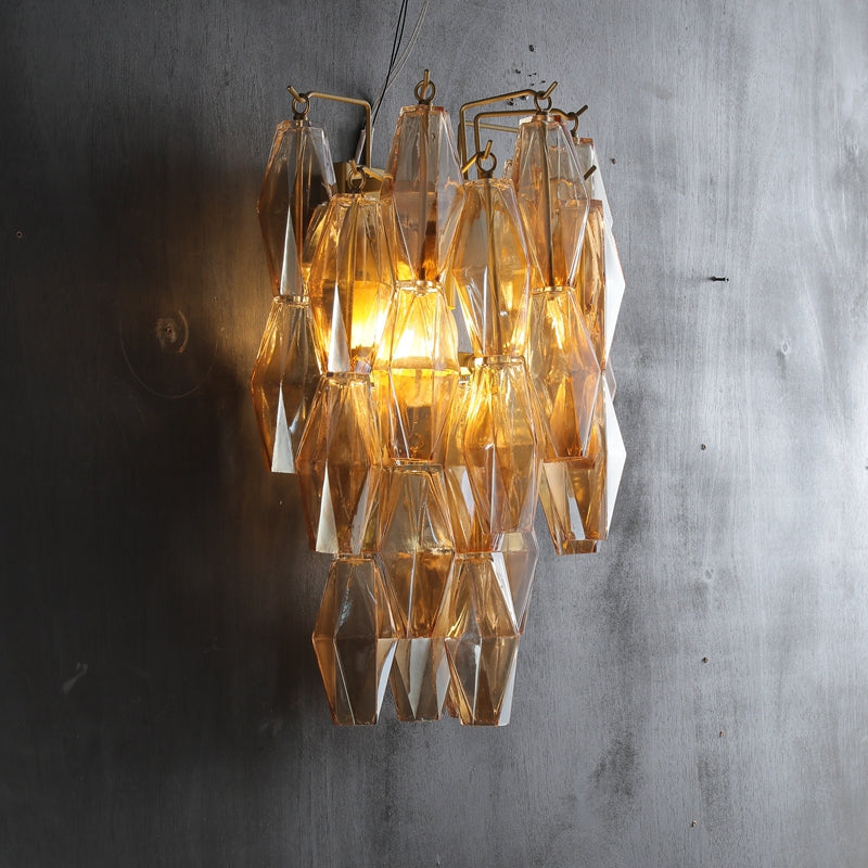 Renee Luxurious Glass Tiered Wall Sconce, Indoor Bedside Wall Lamp Fixture