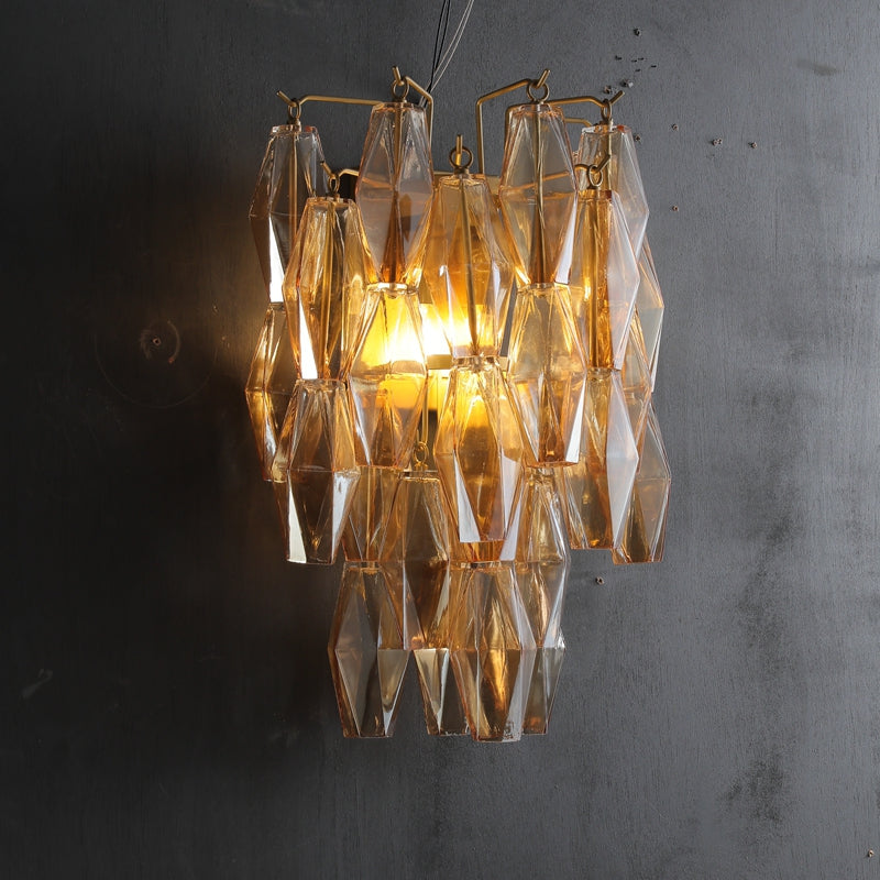 Renee Luxurious Glass Tiered Wall Sconce, Indoor Bedside Wall Lamp Fixture