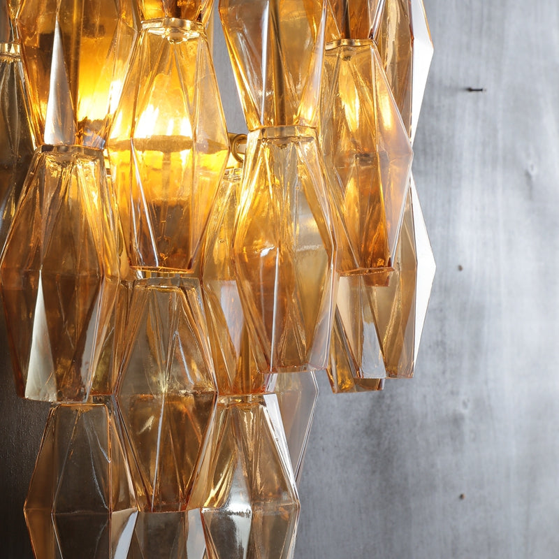 Renee Luxurious Glass Tiered Wall Sconce, Indoor Bedside Wall Lamp Fixture