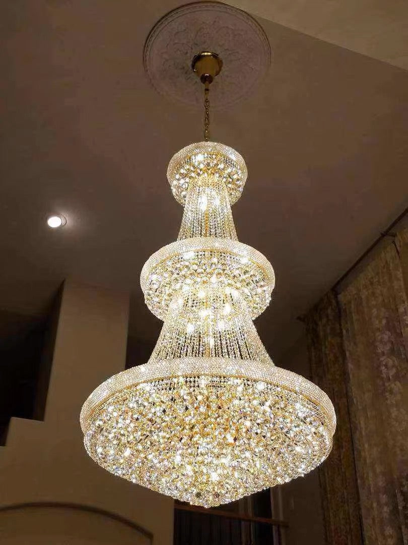 Luxury French Empire Chandelier for Villa Hall Ceiling Three-layers Crystal Light for Hotel Lobby
