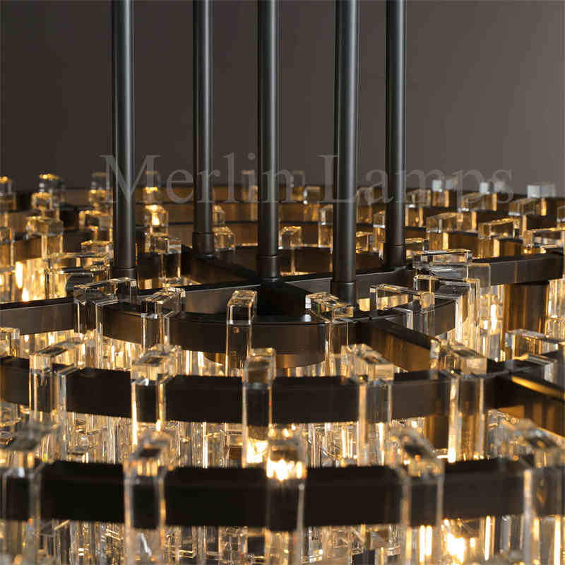Melody K9 Crystal Tiered Round Chandelir for Living Room Bedroom, Kitchen Island