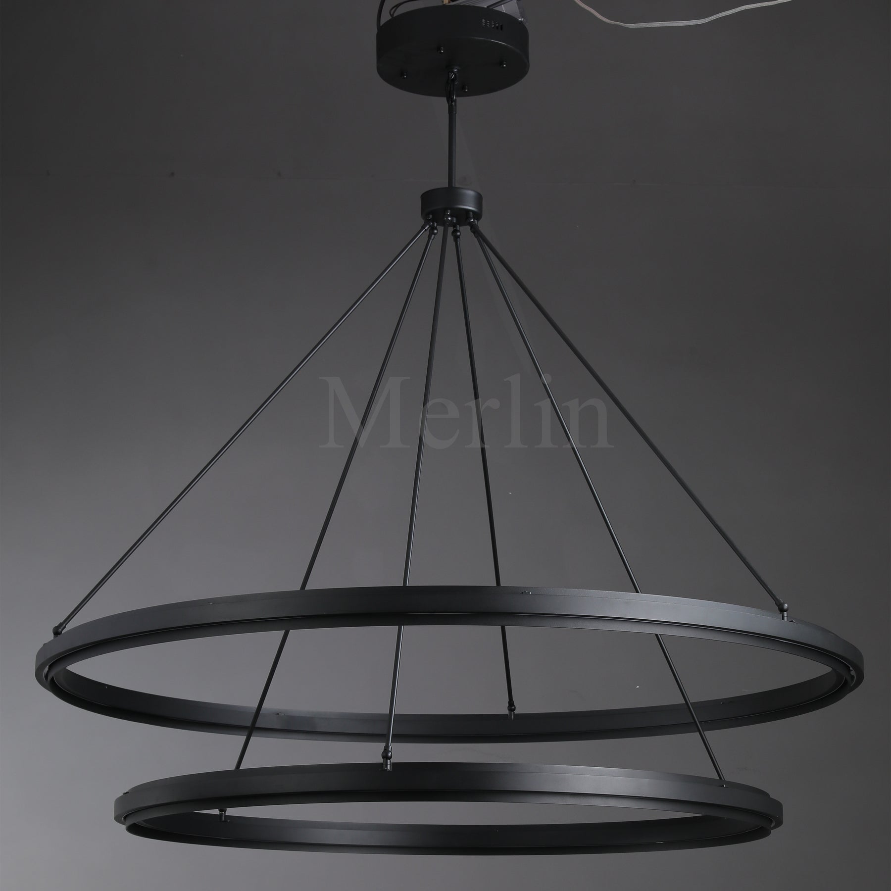 George Elegant Modern Two-Tier Round Lamp Fixture, Metal Chandelier for Living Room, Bedroom, Dining Room