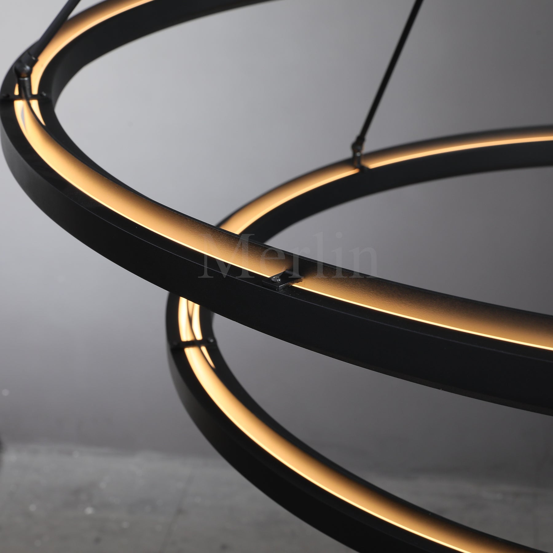 George Elegant Modern Two-Tier Round Lamp Fixture, Metal Chandelier for Living Room, Bedroom, Dining Room