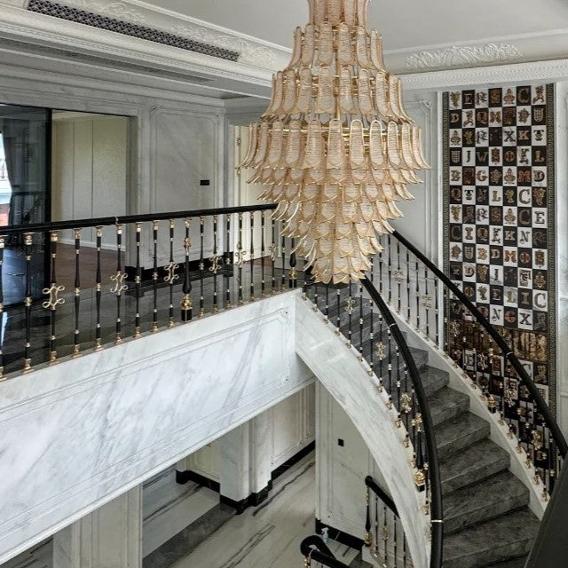 Extra Large Luxury Multi-tier Gold CrystalChandelier for Stairs/Large High-ceiling Room