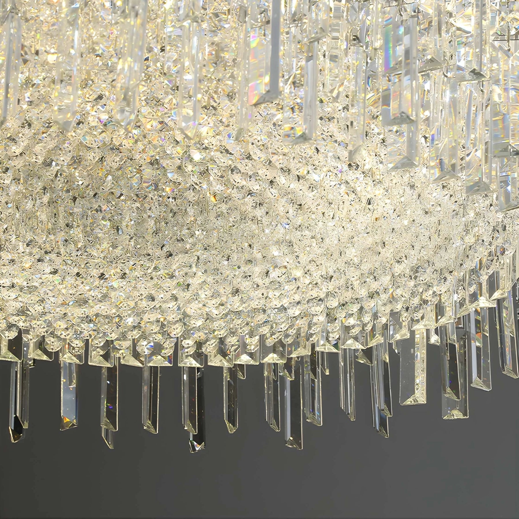 Chrome Silver Stylish Round Crystal Chandelier Modern Ceiling Pendant Light For Living Room/ Bedroom