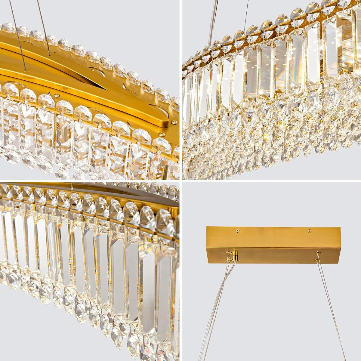 Merlin 31.5" Modern Geometric Crystal LED Chandelier for Kitchen Island & Dining Room