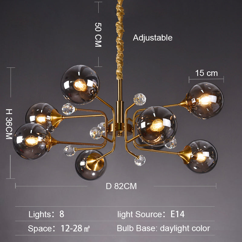 Glass Globes Chandelier|Sputnik Ceiling Fixtures Light|Magic Bean Mid Century Pendant