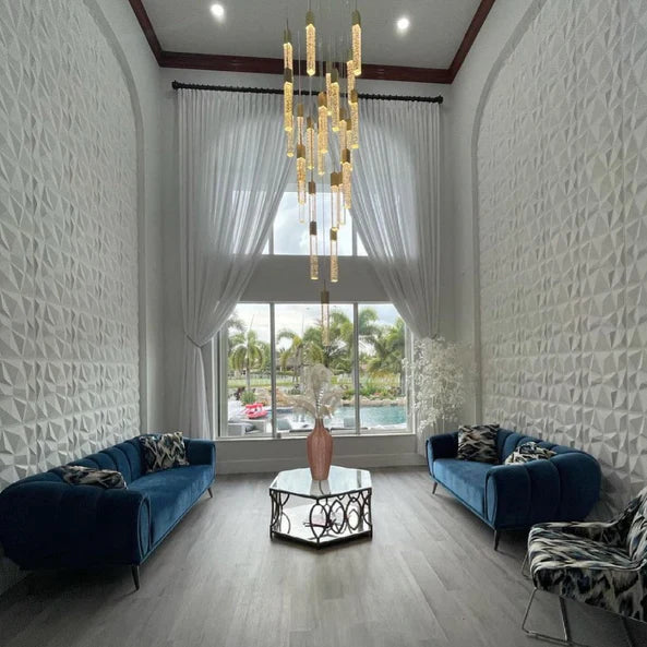 Modern Glacier Bubble Crystsal Sticks Chandelier in Gold/Chrome/Black Finish for Staircase/Foyer