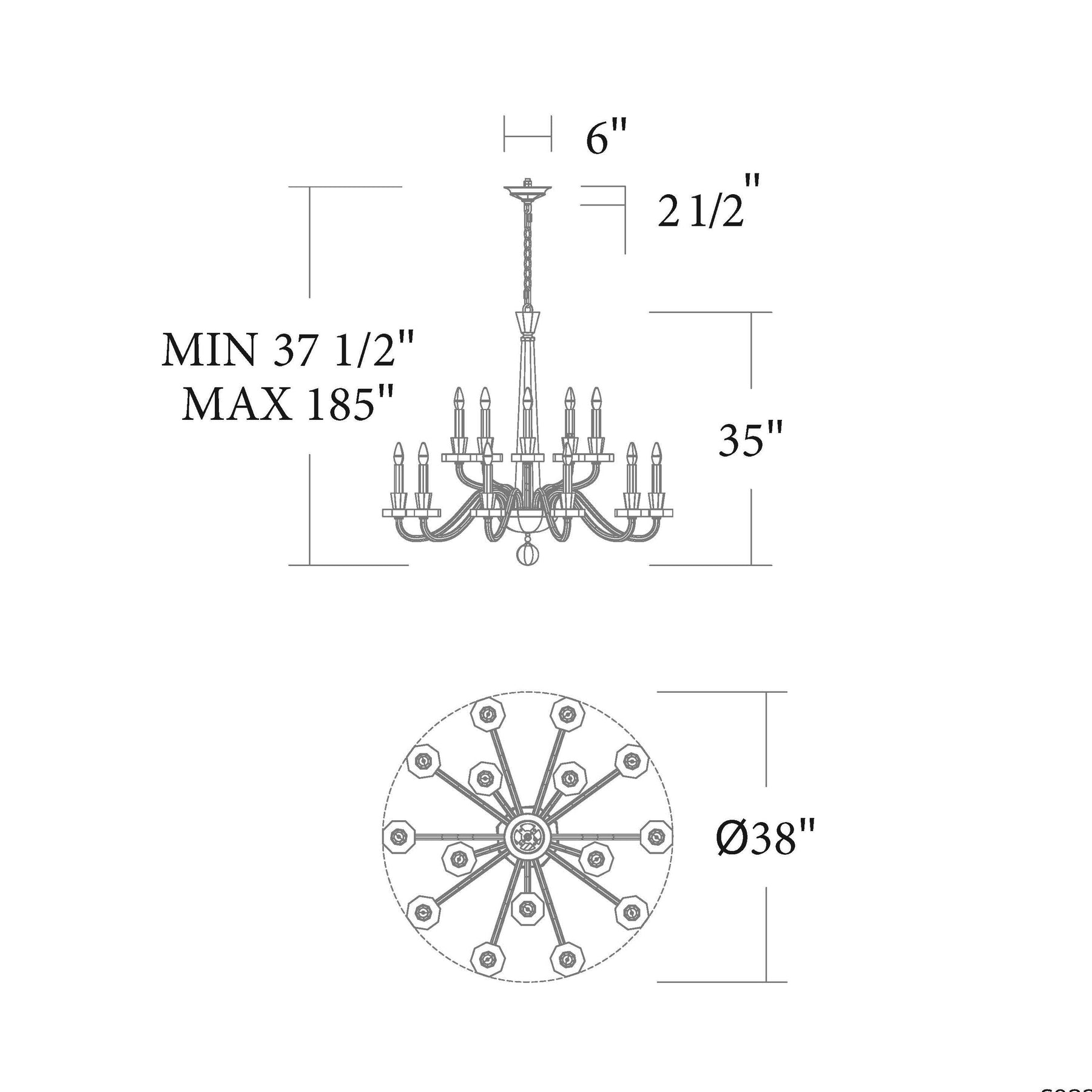 Merlinlamps S9338 Amadeus 15-lt 38" Chandelier