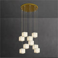 Merlin Modern Luxury Alabaster Cubic Round Pendant For Dining Table, Staircase