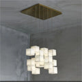 Merlin Modern Luxury Alabaster Cubic Round Pendant For Dining Table, Staircase