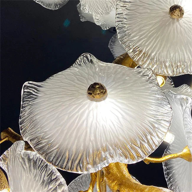 Aruna Modern Leaf Glass Flower Linear Branch Chandelier, Island Chandelier