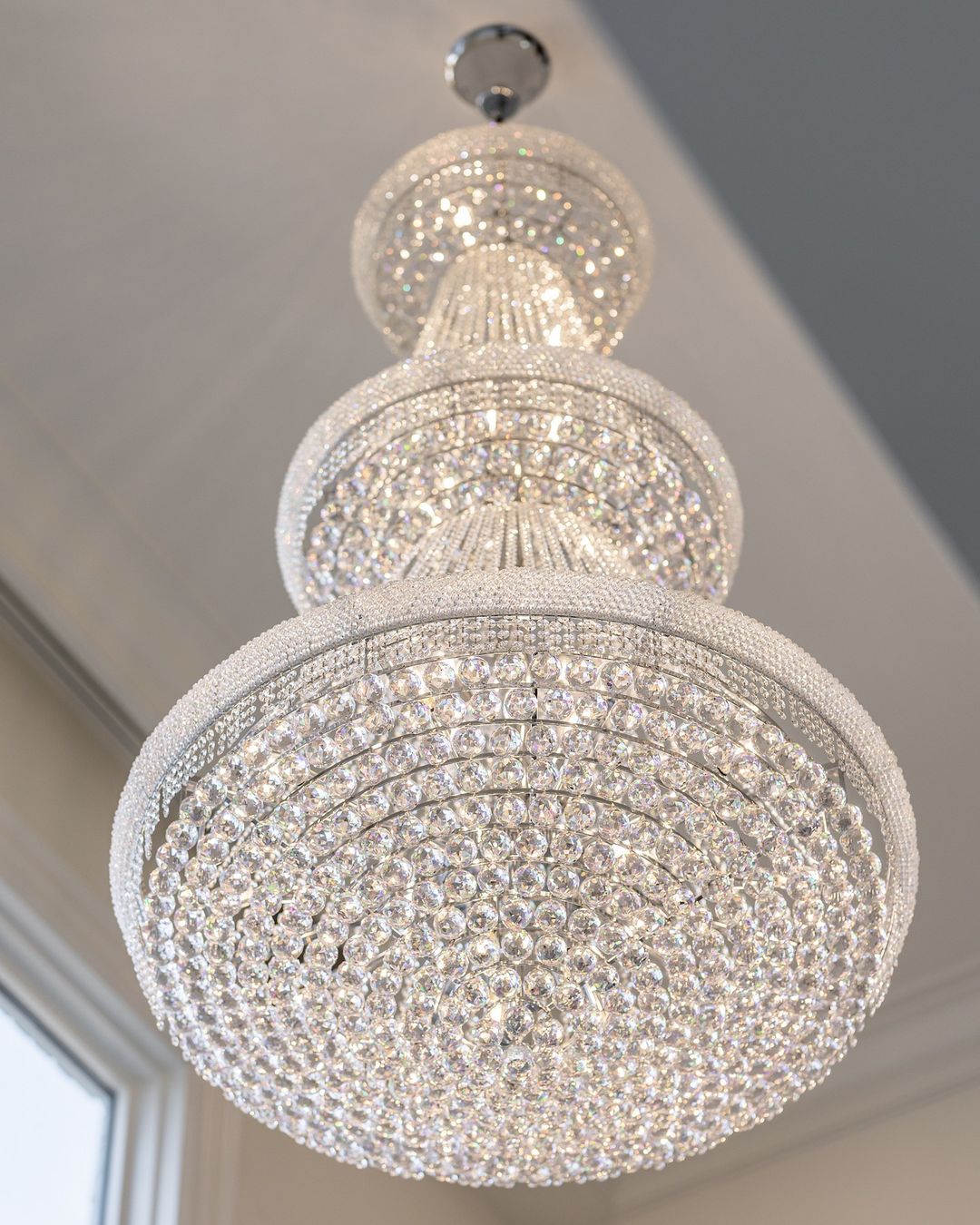 Luxury French Empire Chandelier for Villa Hall Ceiling Three-layers Crystal Light for Hotel Lobby