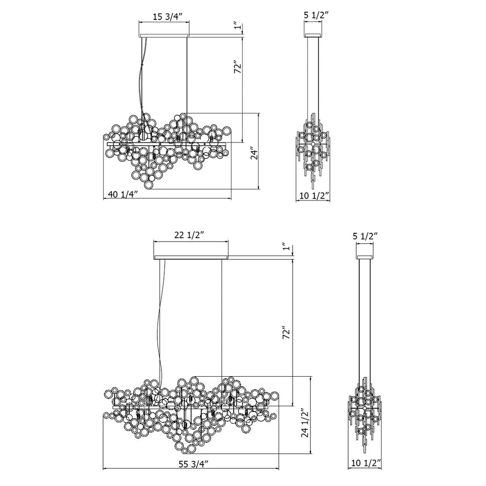 Trento Clustered Glass Linear Chandelier