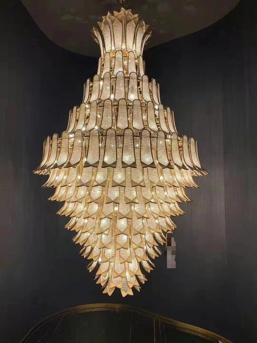 Extra Large Luxury Multi-tier Gold CrystalChandelier for Stairs/Large High-ceiling Room