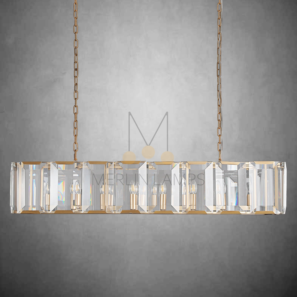 Charles Multicurve Modern Crystal Rectangular Chandelier, Luxury Elegance Lamp