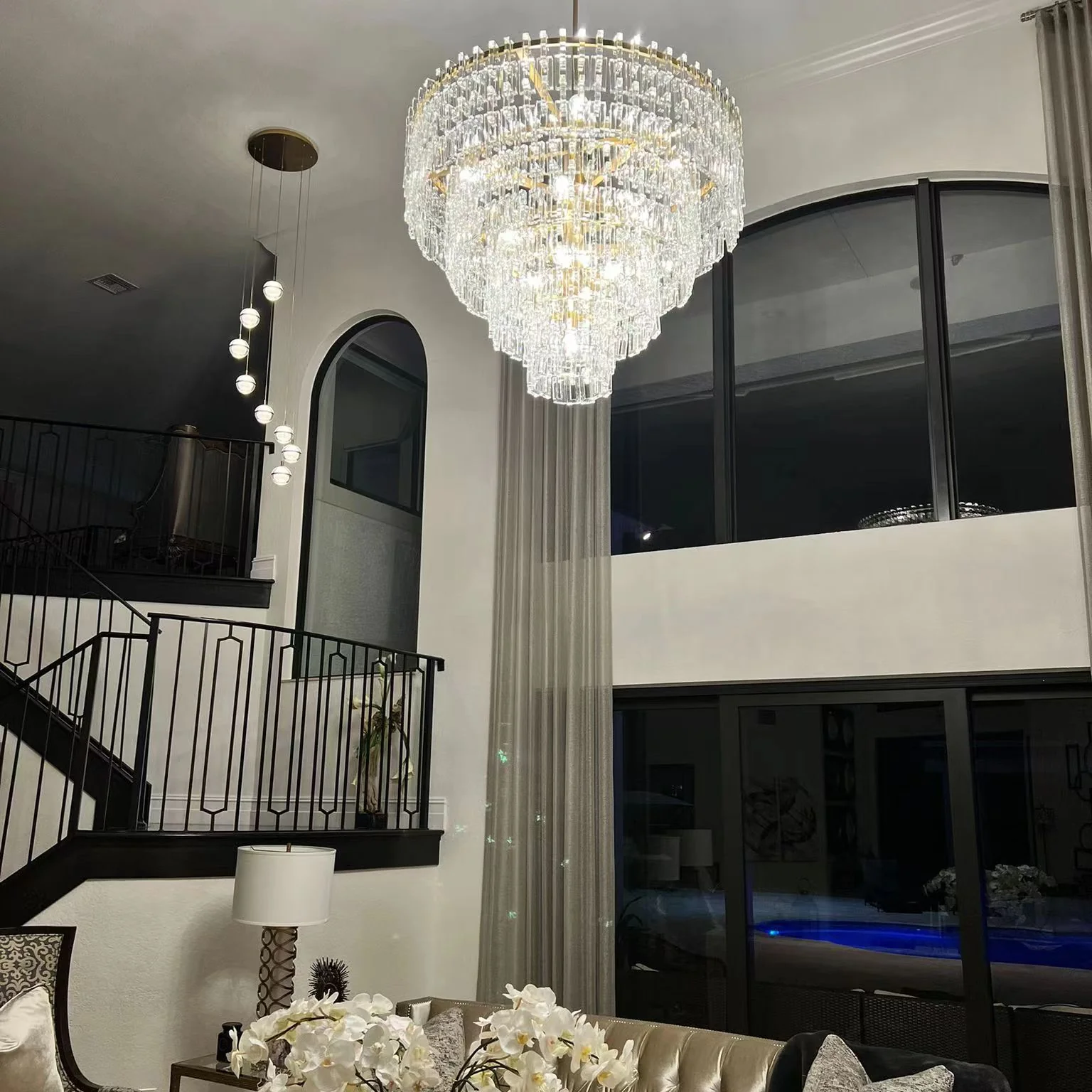 Melody K9 Crystal Tiered Round Chandelir for Living Room Bedroom, Kitchen Island