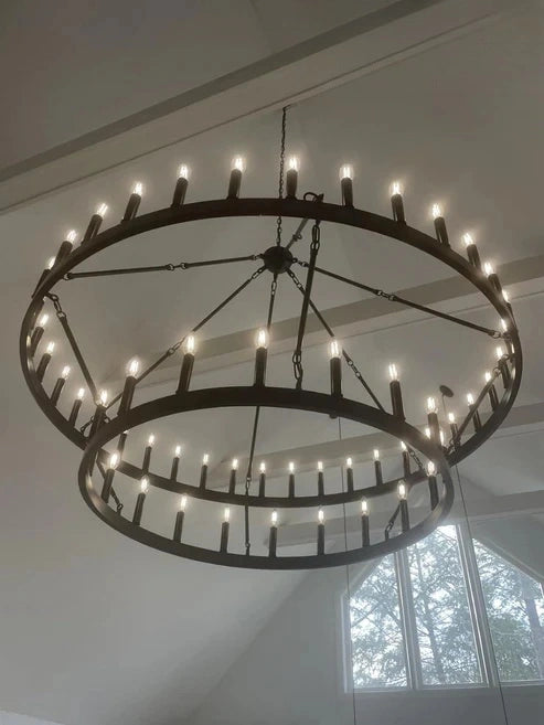 Dania Camina Vintage Candelabra Two-Tier Round Chandelier