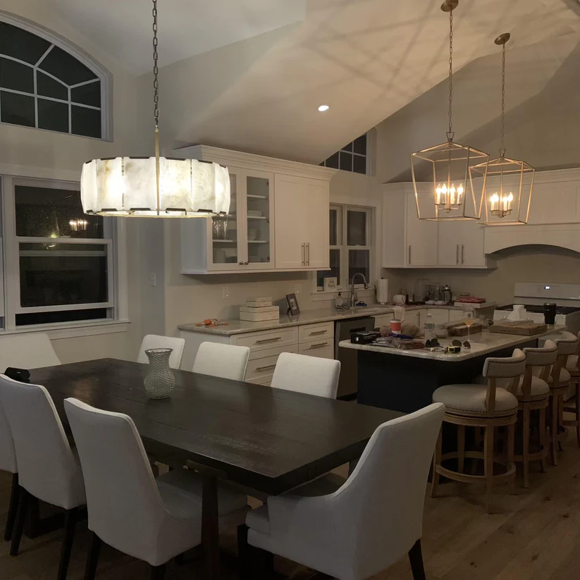 Charles Multicurve Calcite Round Chandelier, Modern Illuminate Lamp for Living Room