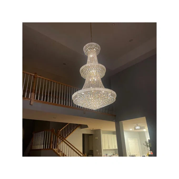 Luxury French Empire Chandelier for Villa Hall Ceiling Three-layers Crystal Light for Hotel Lobby