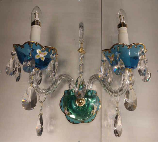 French Romantic Blue Crystal Designer Chandelier Modern Art Candle Branch Light Fixture For Bedroom/Living Room/Dining Room