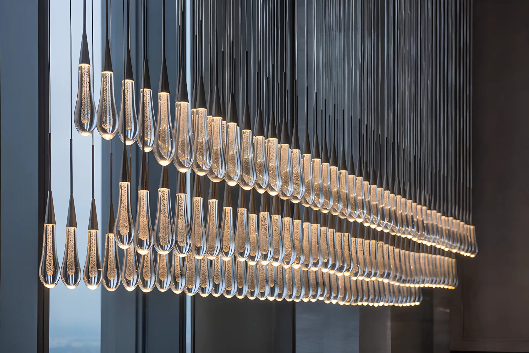 SOLITAIRE LINEAR CHANDELIER 37'' 50'' 70'' 87"W 120"W