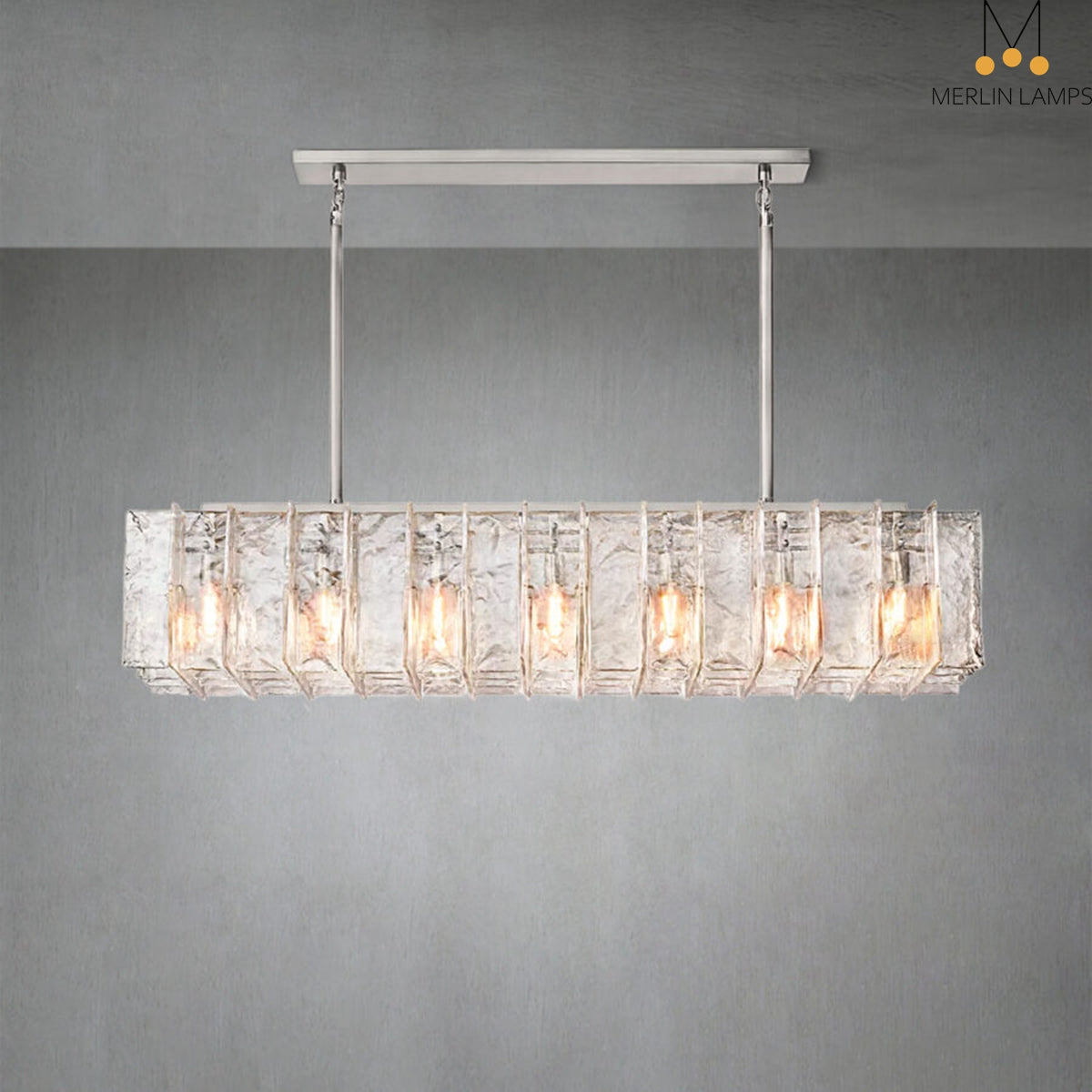 Lattic Clear Glass Rectangular Chandelier 67″