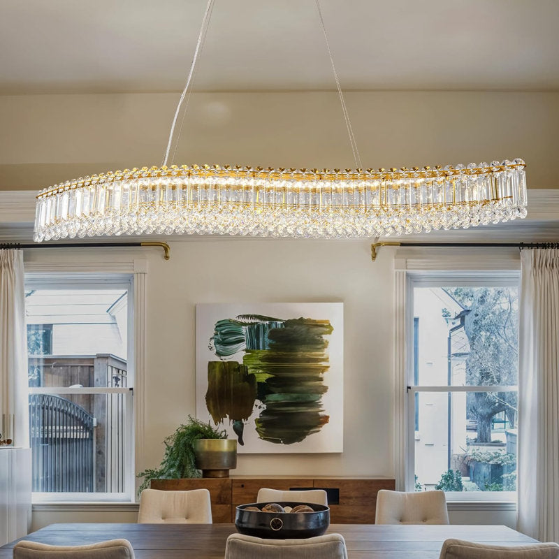 Lohan 47.25" Modern Luxury Geometric LED Crystal Kitchen Island Chande