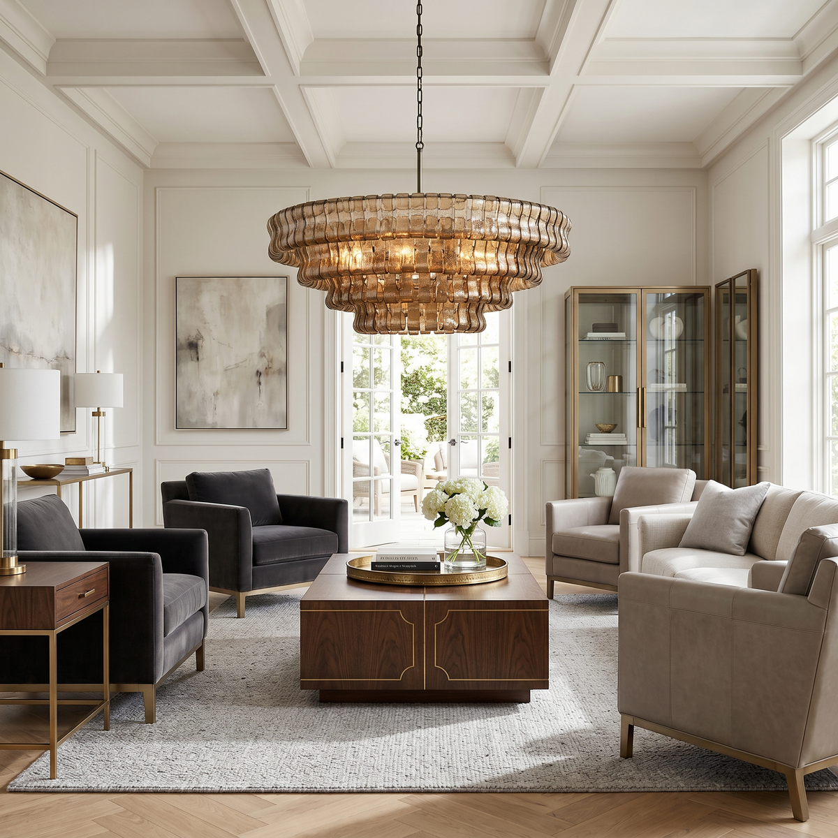 Ghiaccio Round Glass Chandelier
