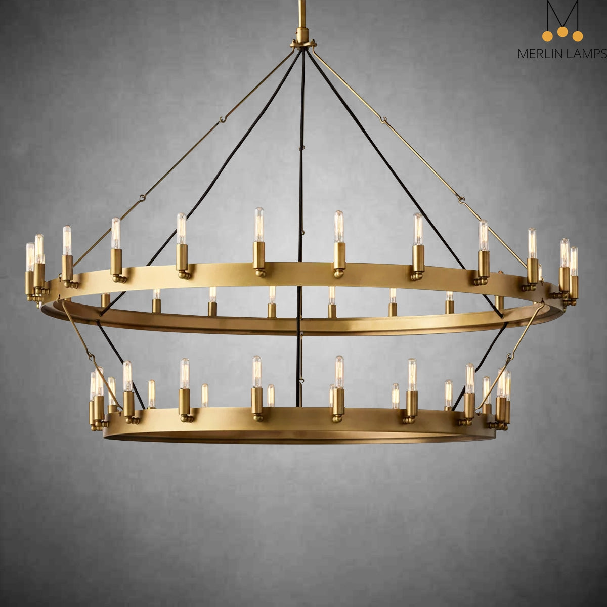 Dania Camina Vintage Candelabra Two-Tier Round Chandelier