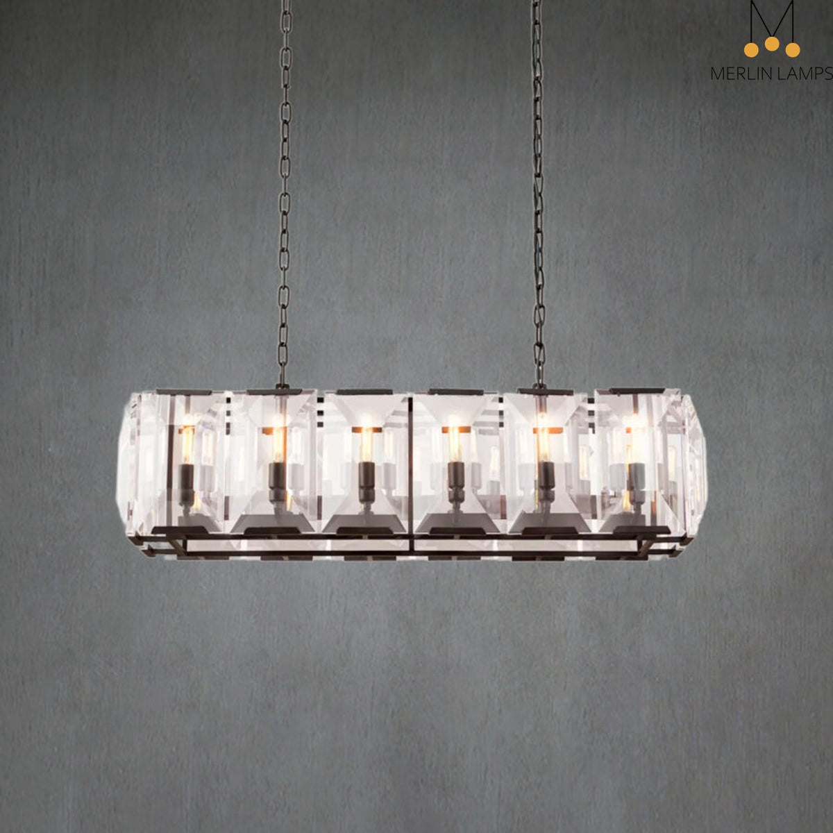 Charles Multicurve Modern Crystal Rectangular Chandelier, Luxury Elegance Lamp
