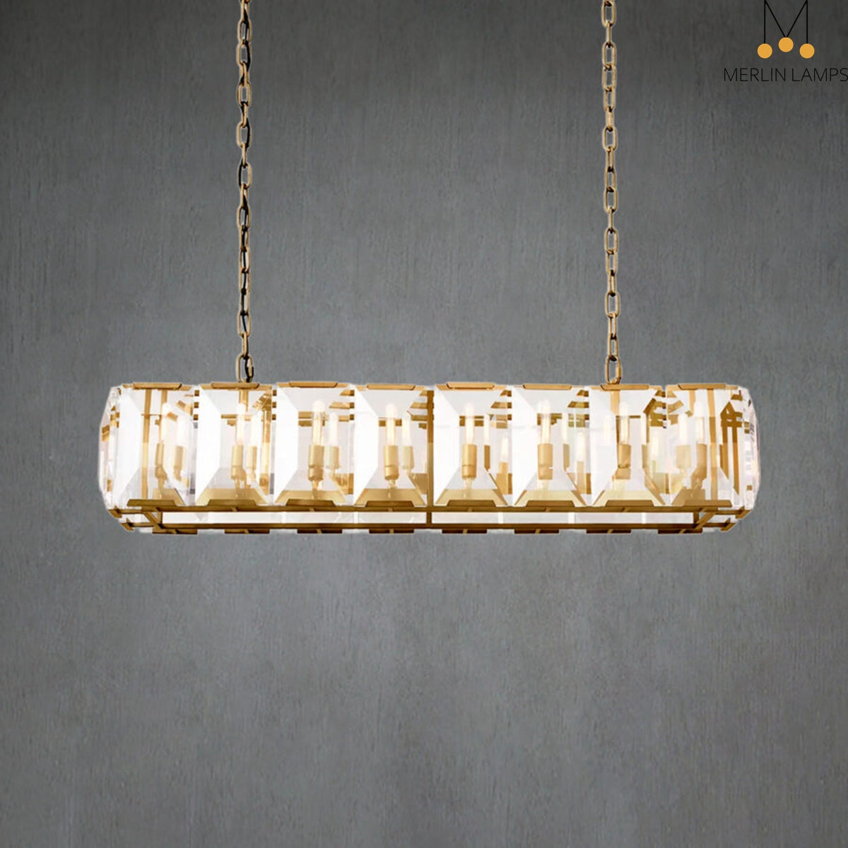 Charles Multicurve Modern Crystal Rectangular Chandelier, Luxury Elegance Lamp