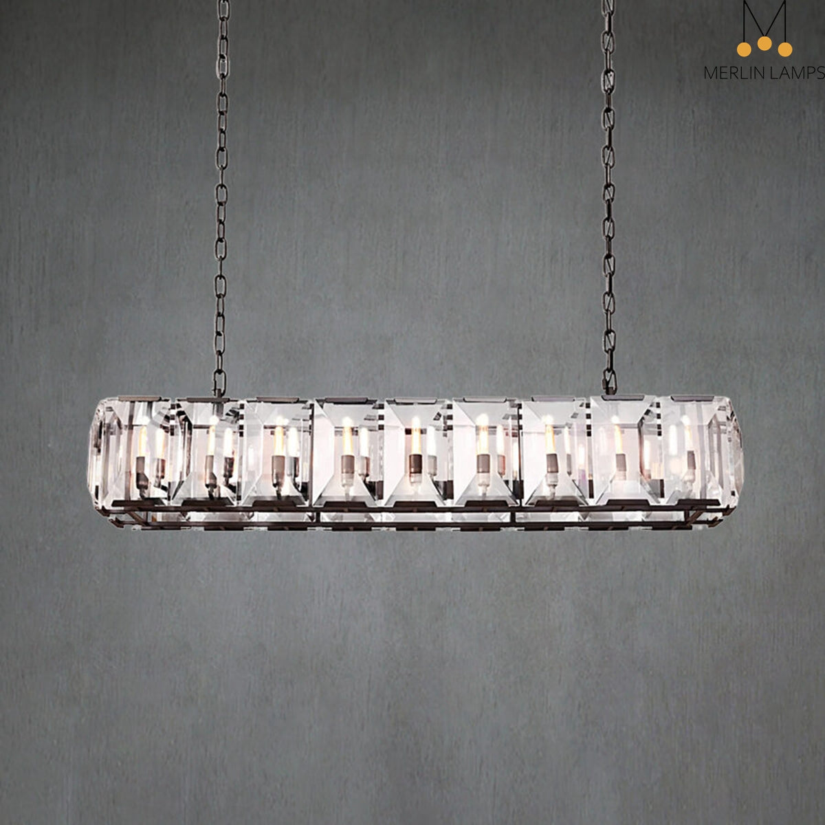 Charles Multicurve Modern Crystal Rectangular Chandelier, Luxury Elegance Lamp