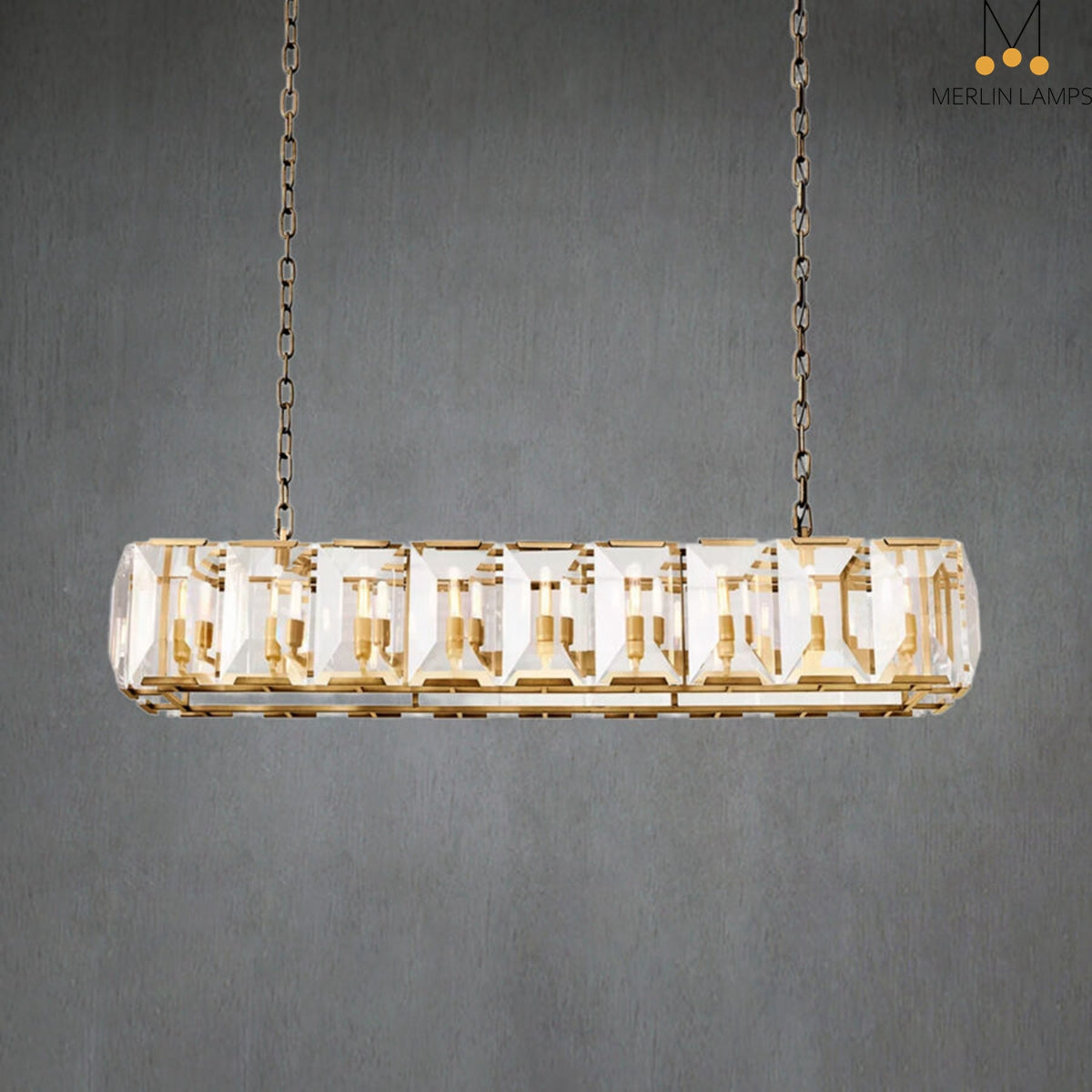 Charles Multicurve Modern Crystal Rectangular Chandelier, Luxury Elegance Lamp