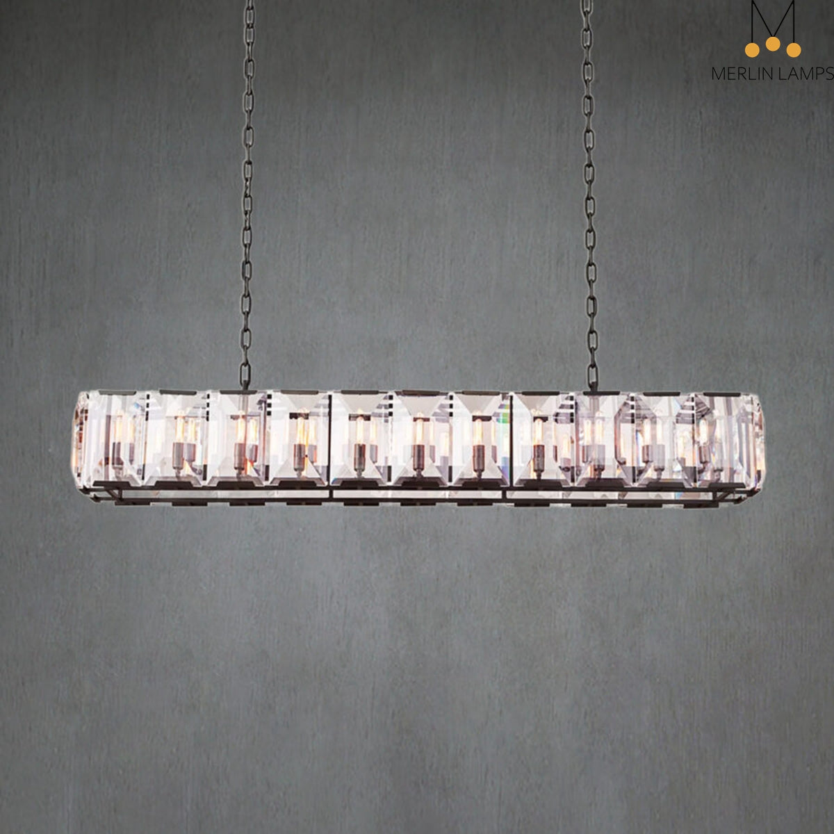 Charles Multicurve Modern Crystal Rectangular Chandelier, Luxury Elegance Lamp