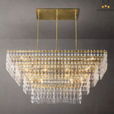 Melody K9 Crystal Tiered Rectangular Chandelir for Living Room Bedroom, Kitchen Island
