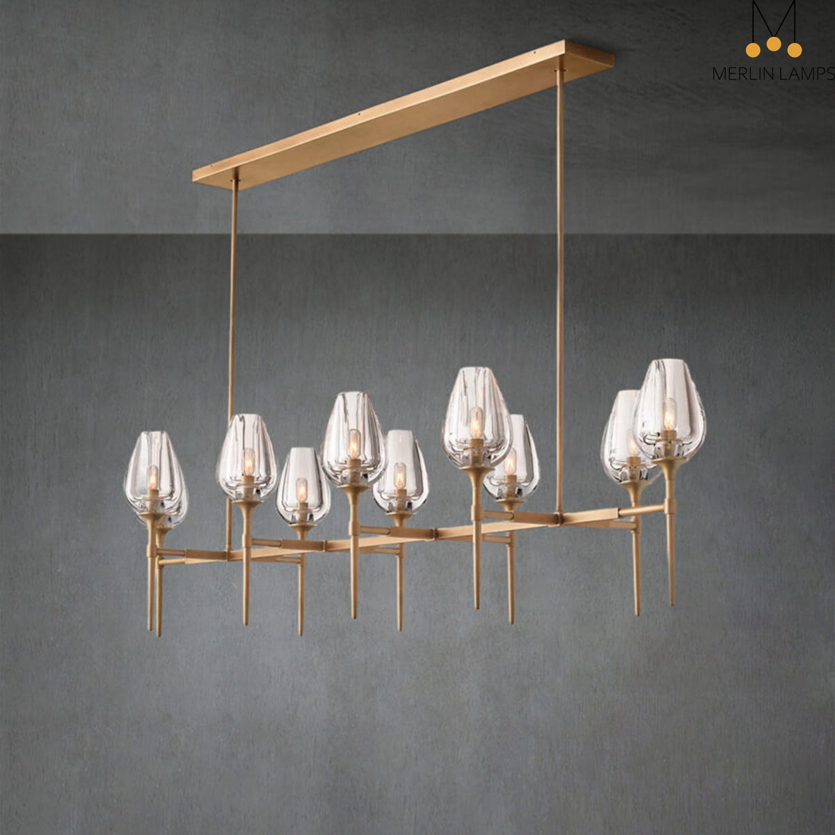 Tulpe Linear Chandelier 65", Dining Room Chandelier