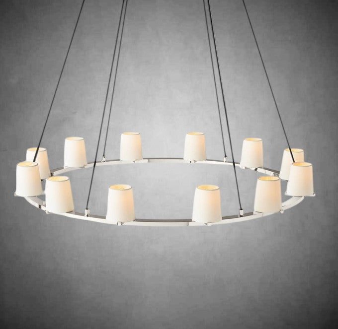 Paul Fabric Shade Round Chandelier 36" 48" 60″