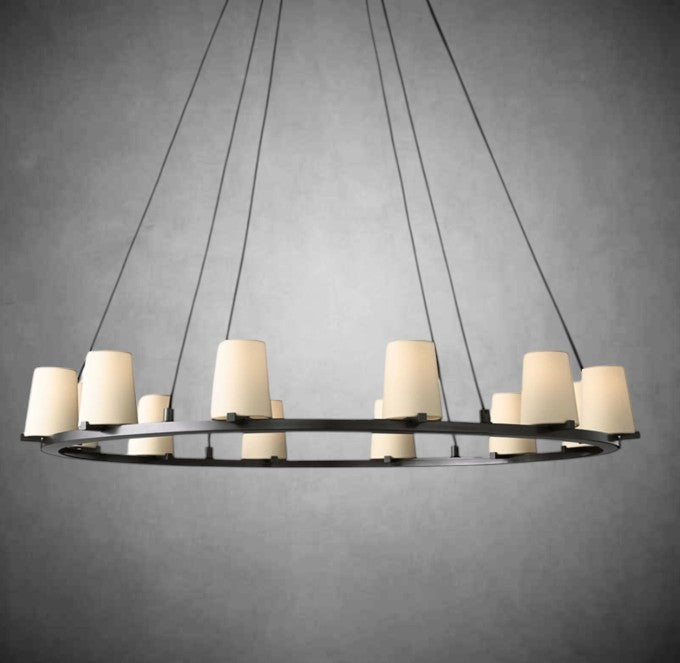 Paul Fabric Shade Round Chandelier 36" 48" 60″