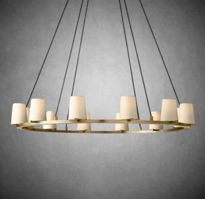 Paul Fabric Shade Round Chandelier 36" 48" 60″