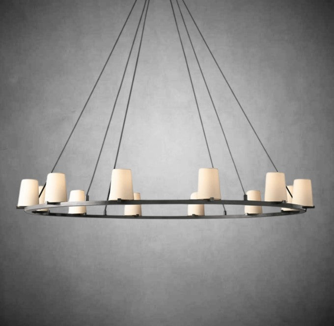 Paul Fabric Shade Round Chandelier 36" 48" 60″