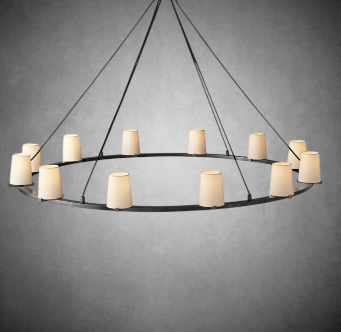 Paul Fabric Shade Round Chandelier 36" 48" 60″