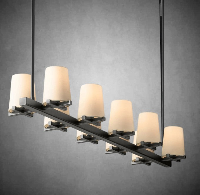 Paul Fabric Shade Linear Chandelier 49" 60”