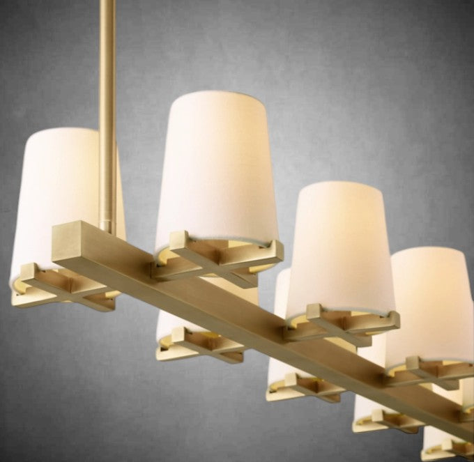 Paul Fabric Shade Linear Chandelier 49" 60”