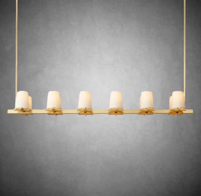 Paul Fabric Shade Linear Chandelier 49" 60”