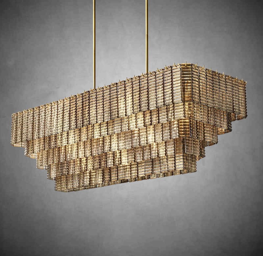 Sireno Smoke Glass Rectangular Chandelier 59" 77"