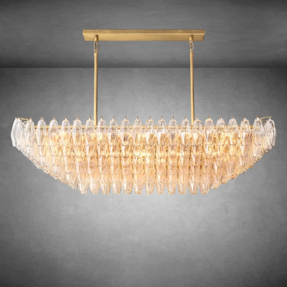 Renee Clear Glass Tiered Rectangular Chandelier 54" 74“