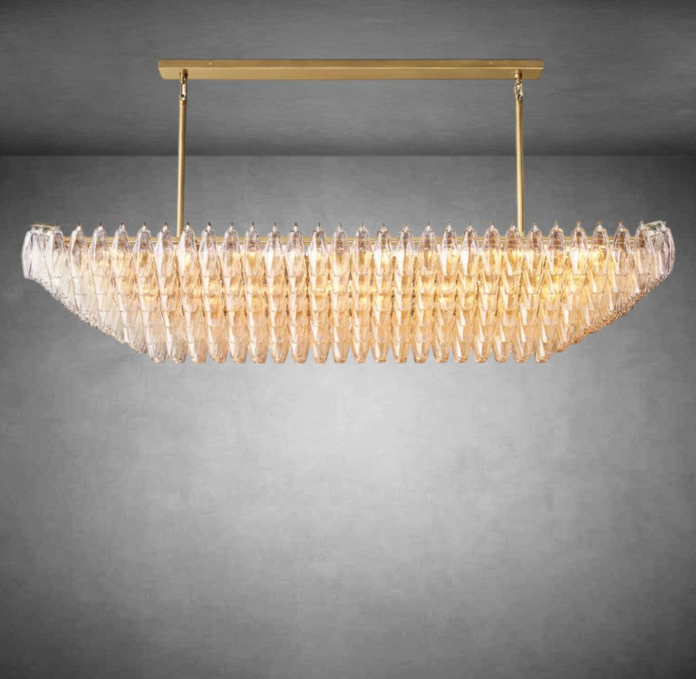 Renee Clear Glass Tiered Rectangular Chandelier 54" 74“