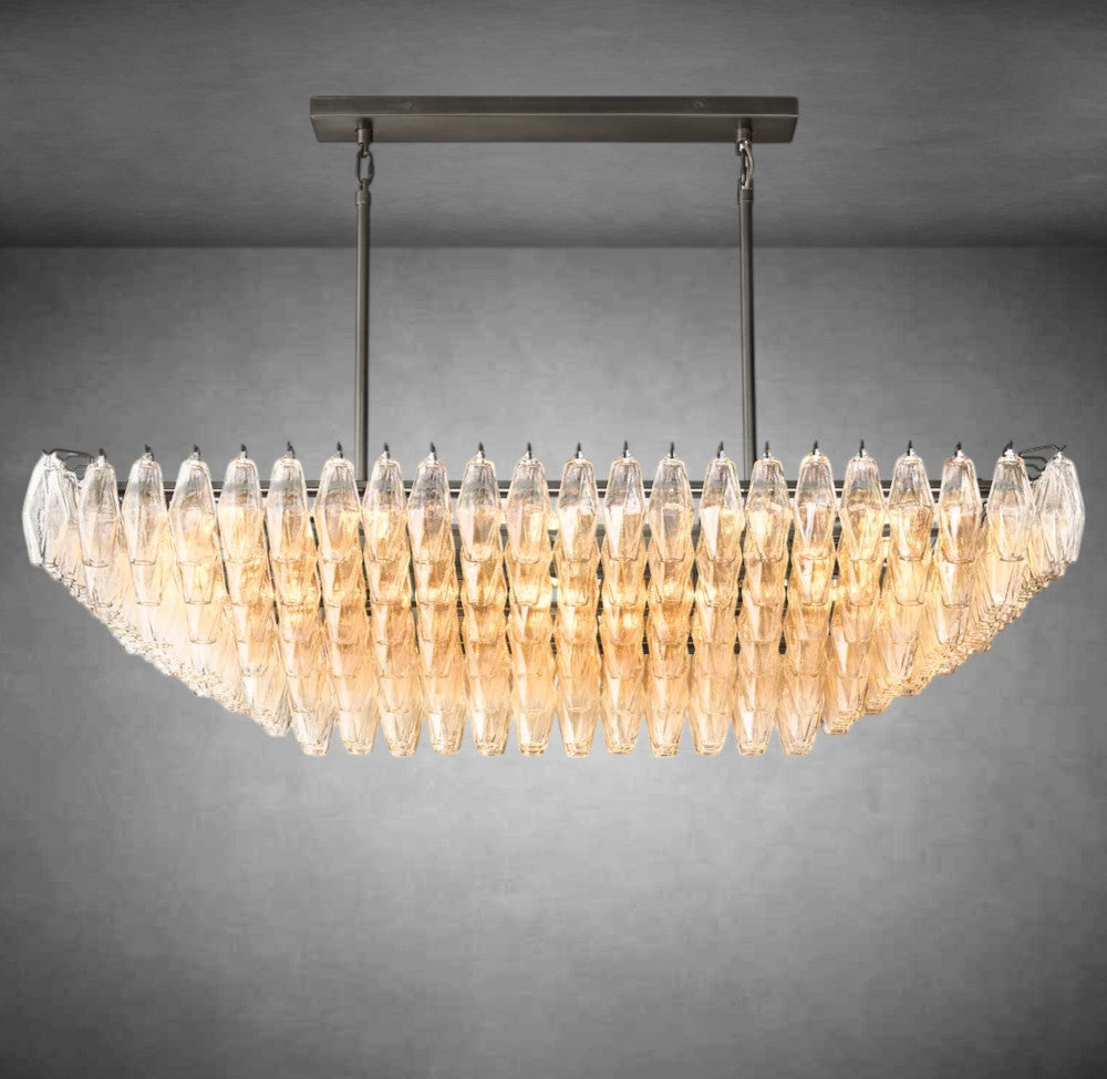 Renee Clear Glass Tiered Rectangular Chandelier 54" 74“