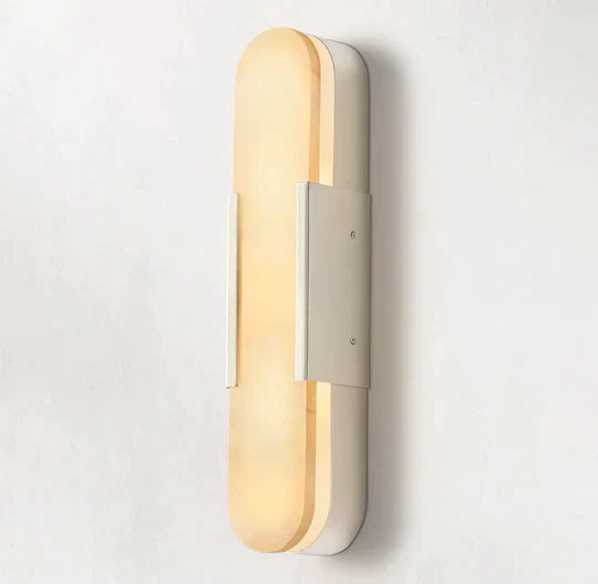 Koltin Melange Elongated Alabaster Wall Sconce, Modern Indoor Decor Wall Lamp Fixtures Wall Light Fixtures J-CHANDELIER Polished Nickel H 20''